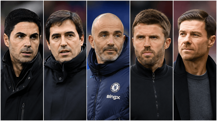 premier-league-managers Mikel Arteta, Andoni Iraola, Enzo Maresca, Michael Carrick, Xabi Alonso